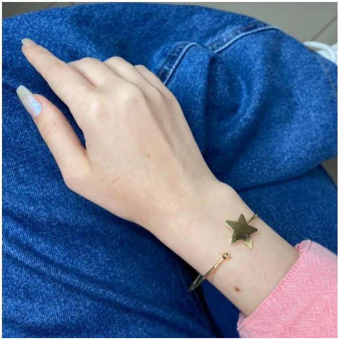 Pulseira bracelete, fabian, estrelado, dourada - REF P902