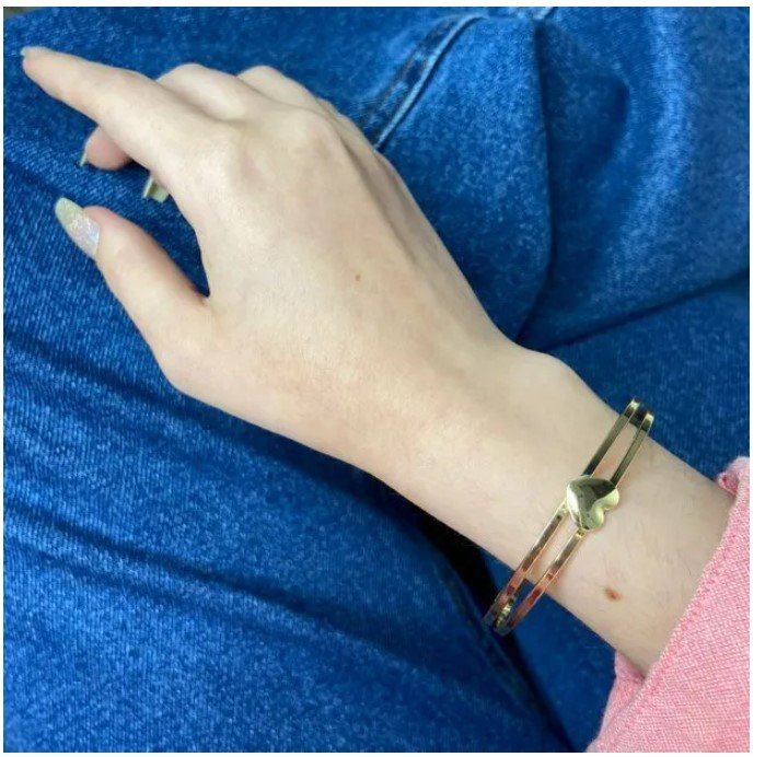 Pulseira bracelete, fabian, coração, dourada - REF P903