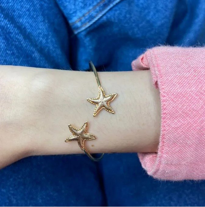 Pulseira bracelete, fabian, estrela do mar, dourada - REF P900