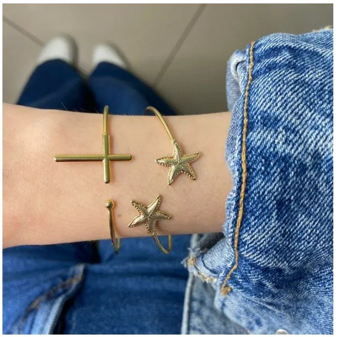 Pulseira bracelete, fabian, estrela do mar, dourada - REF P900