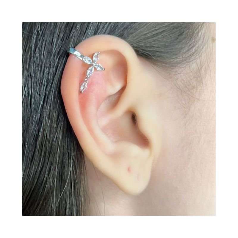 piercing ear cuff, cool, prateado - REF B442