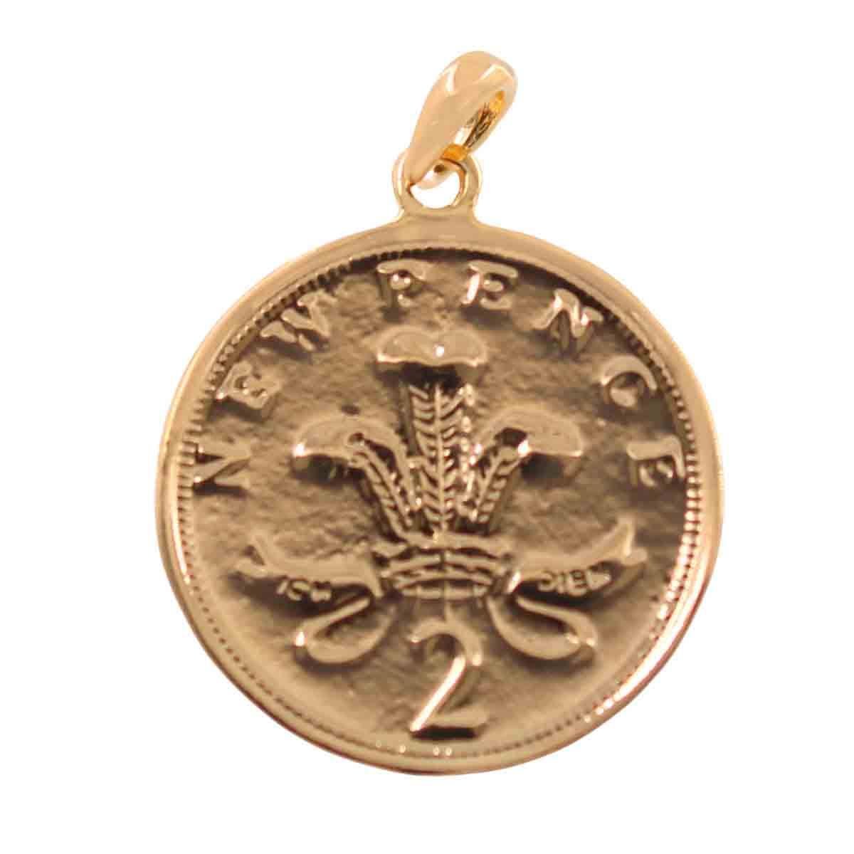 Pingente Medalha Elizabeth II Folheado a Ouro