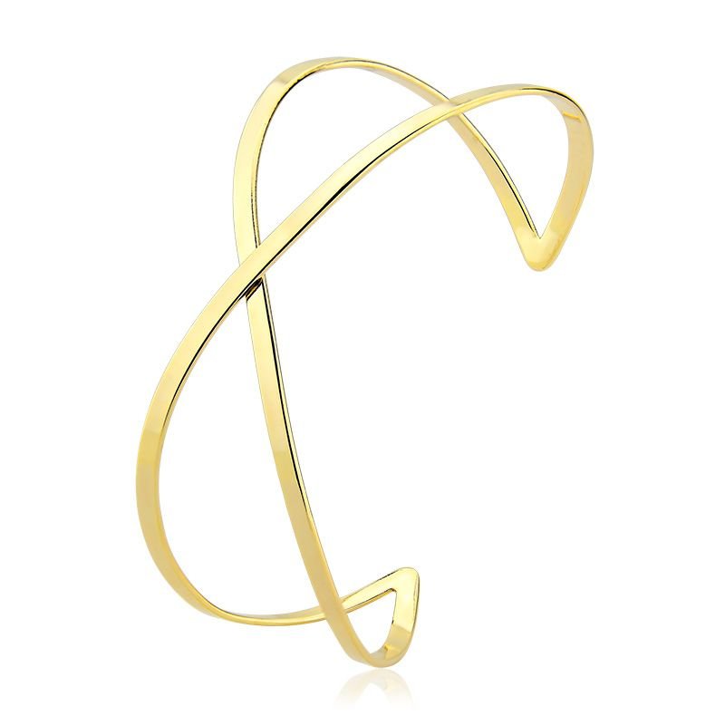 Bracelete Duplo com Design de X Folheado a Ouro 18k