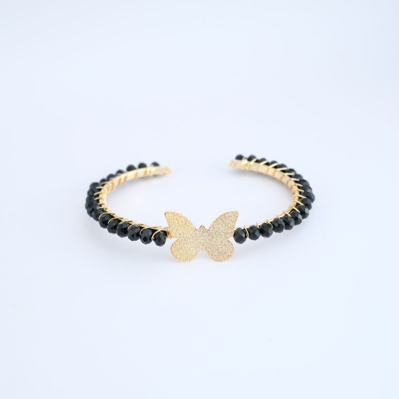 Bracelete bijuteria borboleta craquelada miçangas
