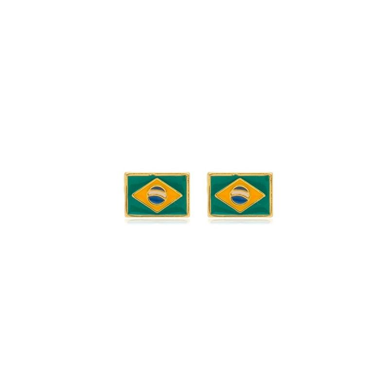 Brinco Bandeira do Brasil com Aplicação de Resina