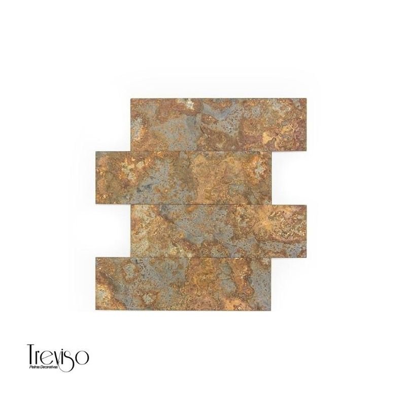 Mosaico Ardósia Ferrugem 7.5x30cm - (Tela 30x30)