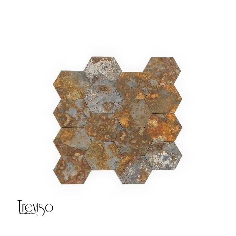 Mosaico Ardósia Mineira Ferrugem BEE (Tela 29x30)