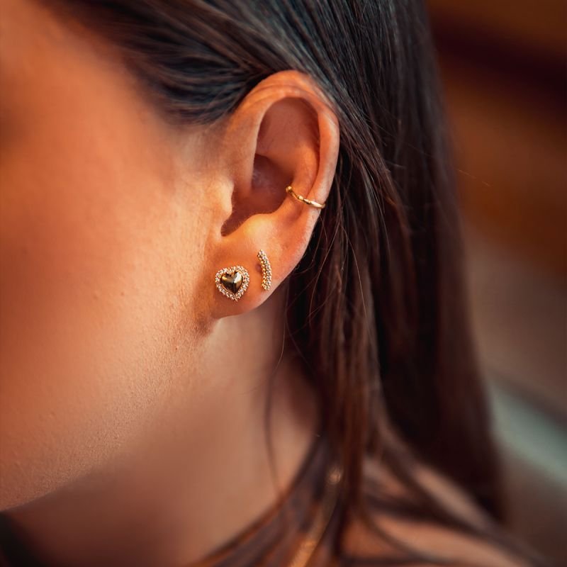 Piercing orelha helix par ouro 18 k e zirconia