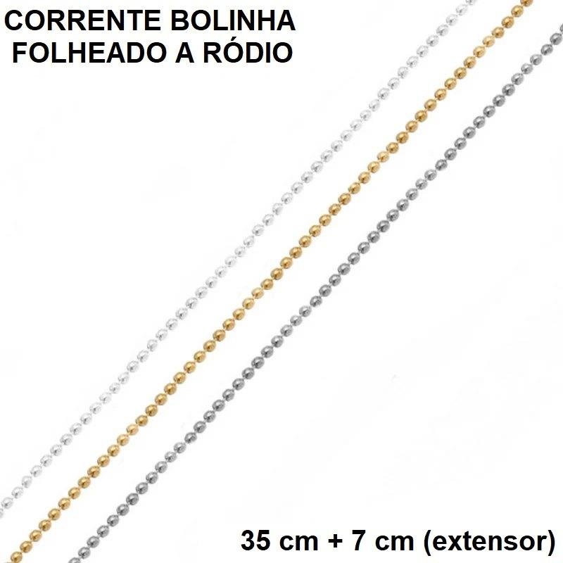 CORRENTE FOLHEADO A RÓDIO BOLINHAS (35CM+7CM EXTENSOR)