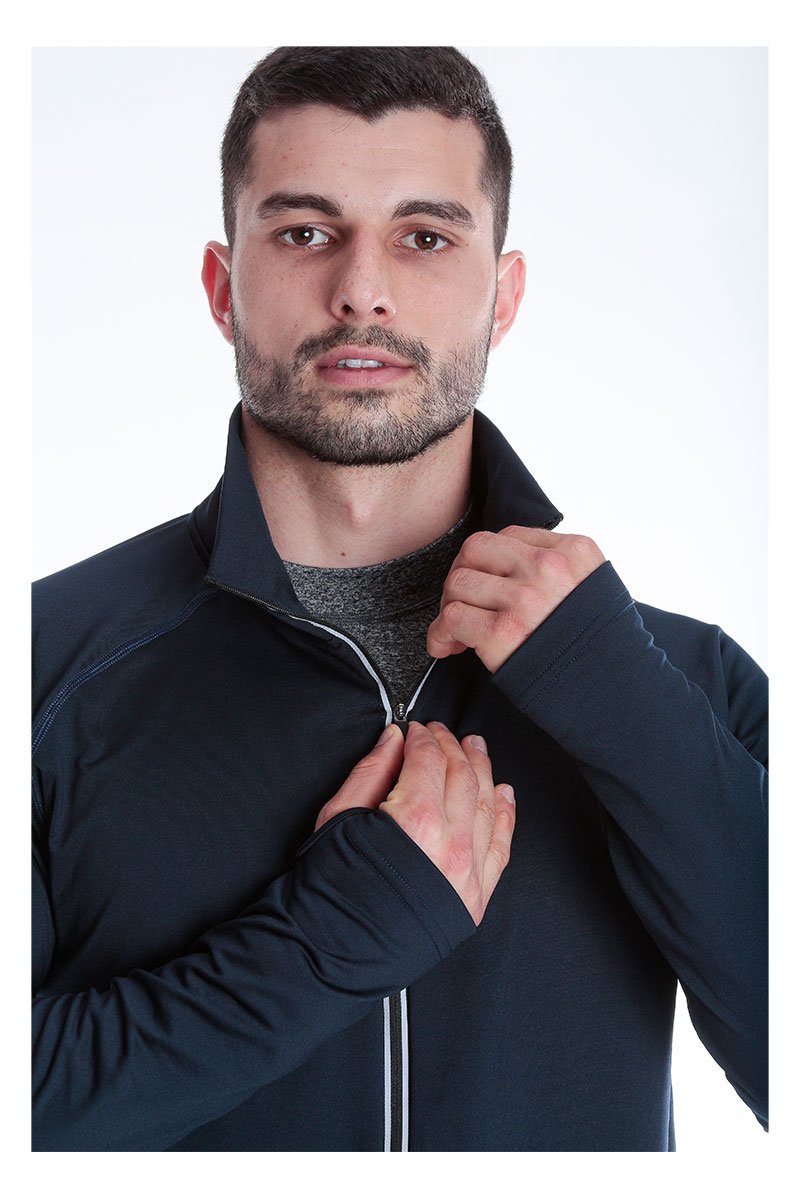 Jaqueta masculina térmica com zíper refletivo
