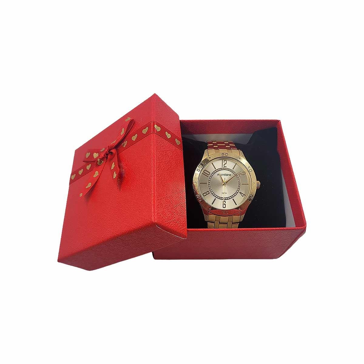 Caixinha de Presente Grande Dijon para Relógio com Laço de Coração 8,5x9
