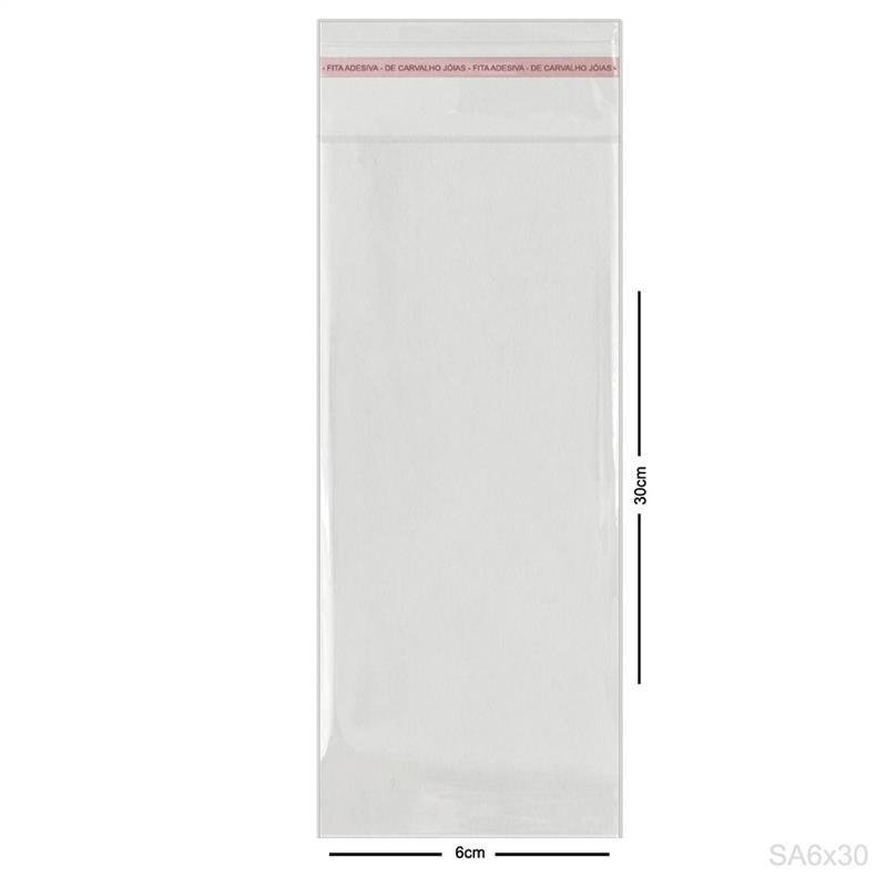 Saquinho Plástico Adesivo 6x30+3 Pct100