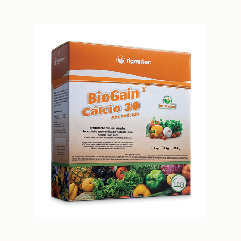 BioGain Cálcio 30 - Fertilizante à base de aminoácidos com ação bioestimulante e aditivado com Ca