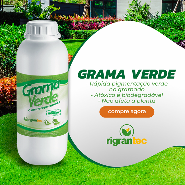 Grama Verde - Corante verde biodegradável e atóxico para revitalização instantânea de gramados em geral
