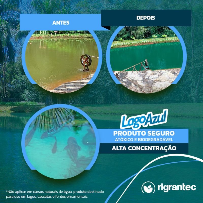 Lago Azul Pó - Corante para lagos, fontes e cascatas ornamentais, atóxico e biodegradável