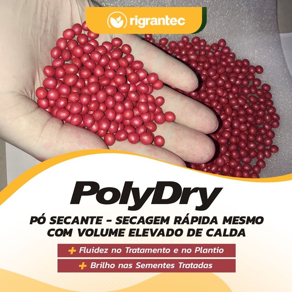 PolyDry BR100 - Pó secante com alta absorção de calda para Tratamento Industrial de Sementes e tratamento on farm