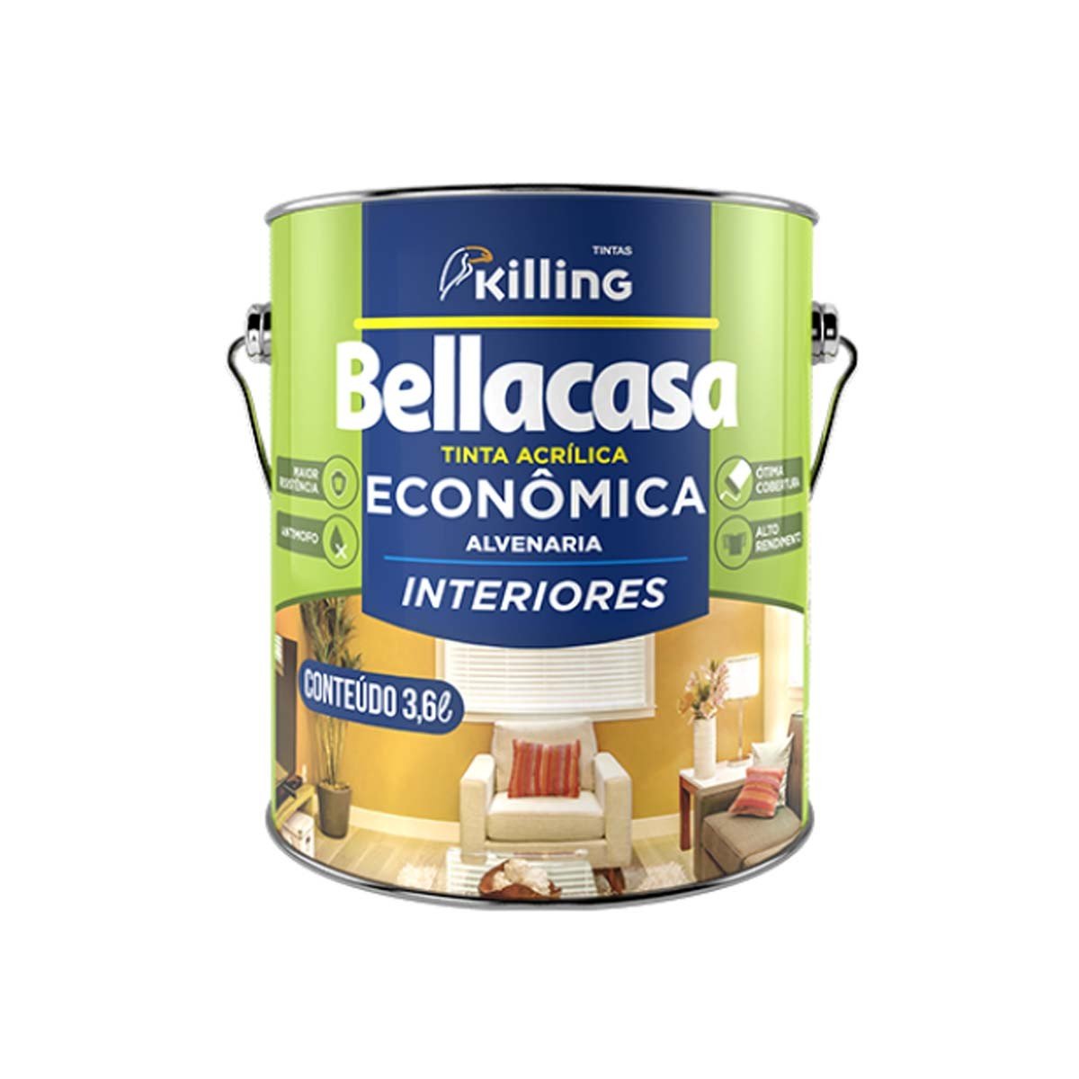 Tinta Acrilica Killing Bellacasa Economica Fosca Branca - 3,2 Lt