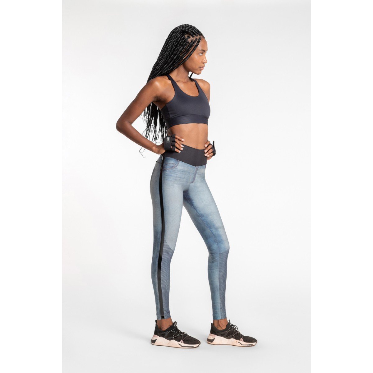 Simone Gauer  Praia e Fitness - Calça Legging Denim Cool Stripe