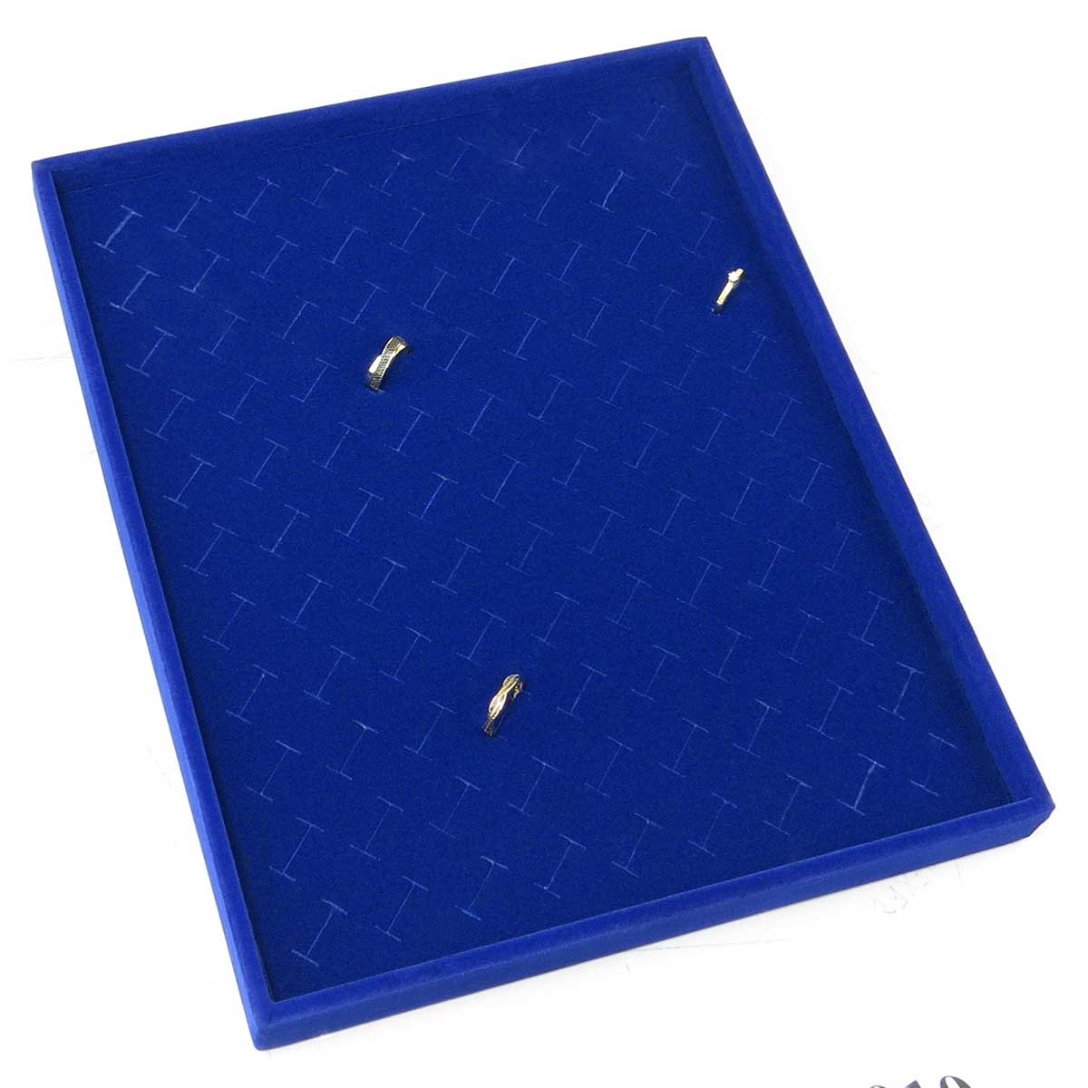 Bandeja Grande 99 Anéis 29,5x36,5x3,3 cm Requinte Veludo Azul Royal