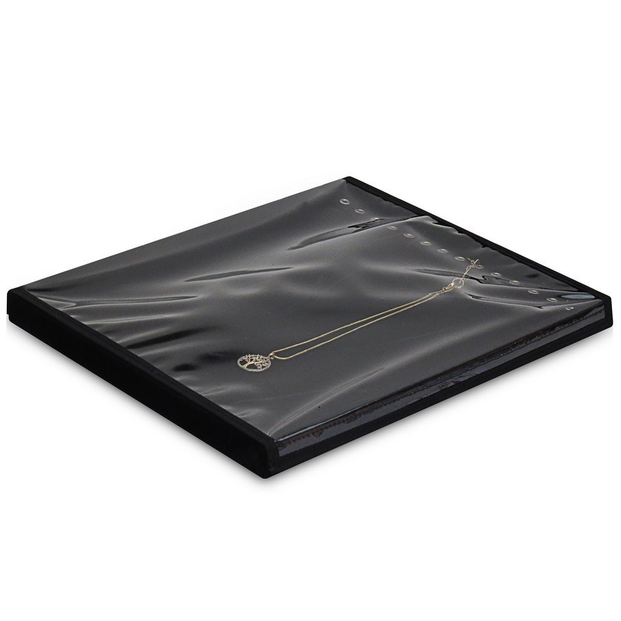 Bandeja Grande Correntes com Ilhós 29,5x36,5x2,3 cm com tampa transparente Requinte Veludo Preto