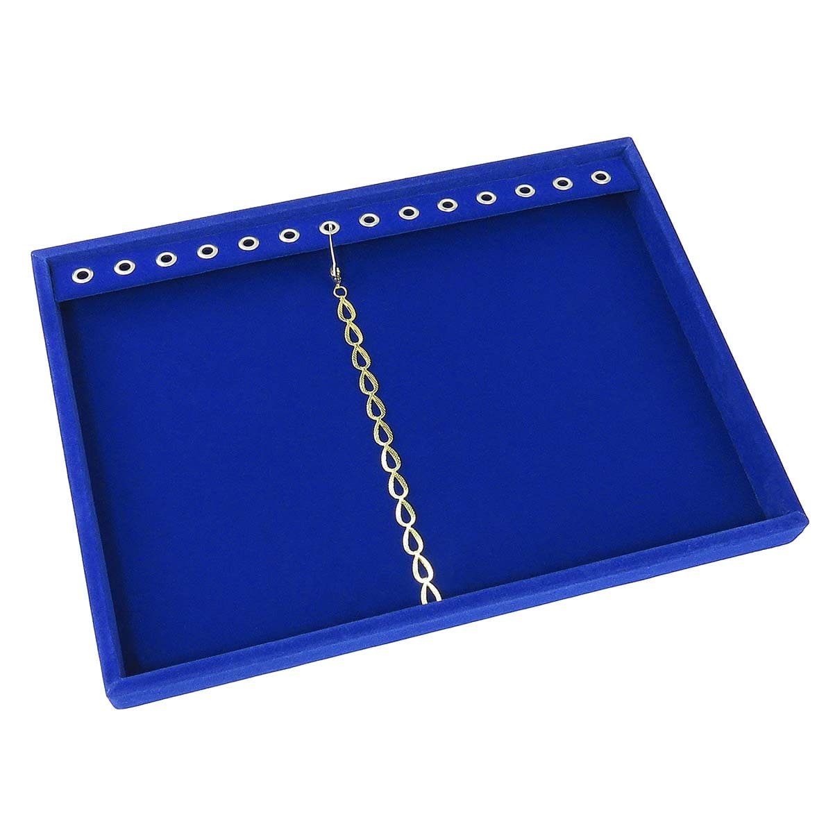 Bandeja Média Pulseira com Ilhós 21,5x29,5x2,3 cm Requinte Veludo Azul Royal