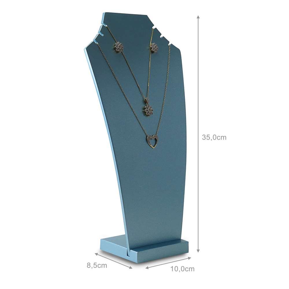 Busto Amadeirado Brinco e Gargantilha 8,5x10x35 cm - Azul Perolado
