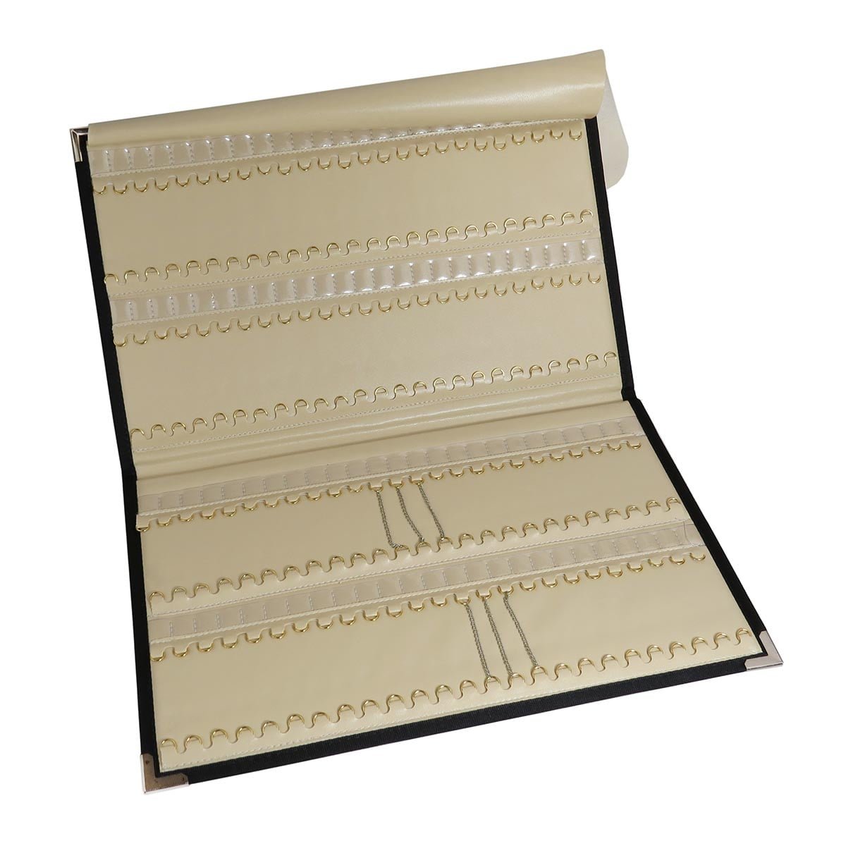 Caderno Duplo para Amostra de Correntes com Envelope para Etiquetas 26x40 cm Requinte Vinil Preto - Vinil Marfim