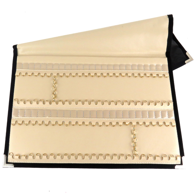 Caderno Simples para Amostra de Correntes com Envelope para Etiquetas 26x40 cm Requinte Vinil Preto - Vinil Marfim