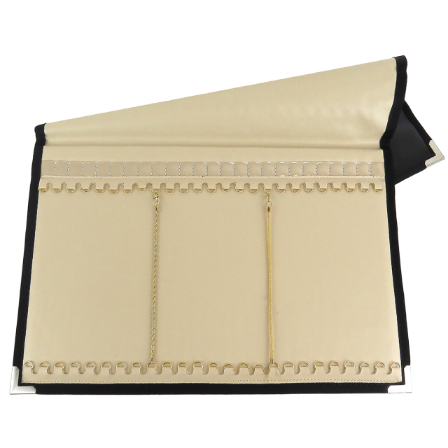 Caderno Simples para Correntes e Pulseiras com Envelope para Etiquetas 26x40 cm Requinte Vinil Preto - Vinil Marfim