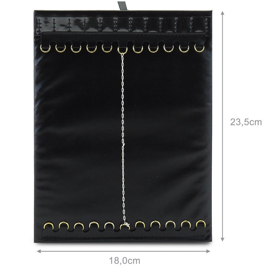 Placa Pequena para Correntes e Pulseiras com Envelope para Etiquetas 18x23,5 cm Requinte Vinil Helene Preto