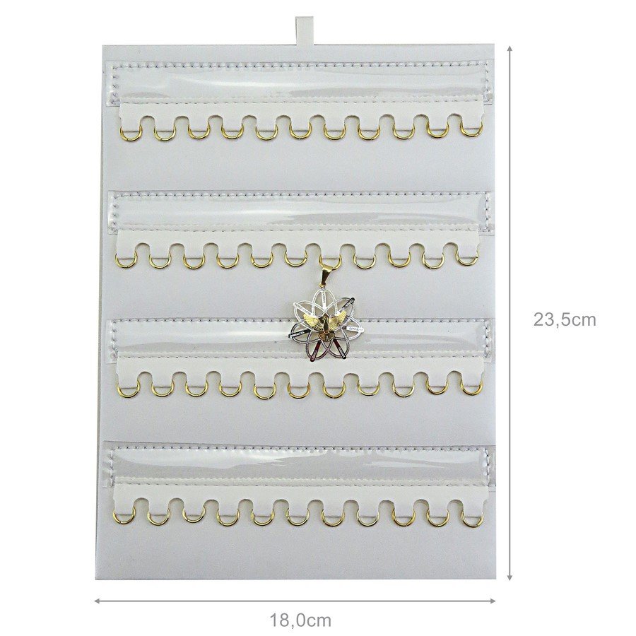 Placa Pequena para Pingentes com Argolas e Tira Plástica 18x23,5 cm Requinte Vinil Branco