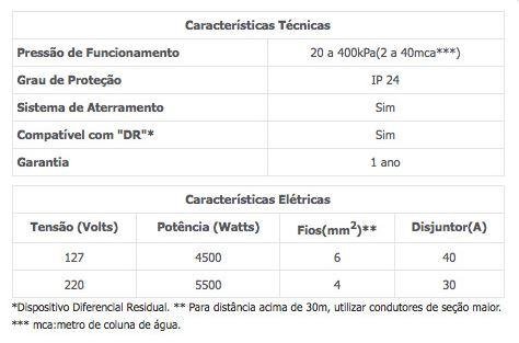 TORNEIRA ELETRICA CLEAN 3T 5500W 220V LORENZETTI (7551005)